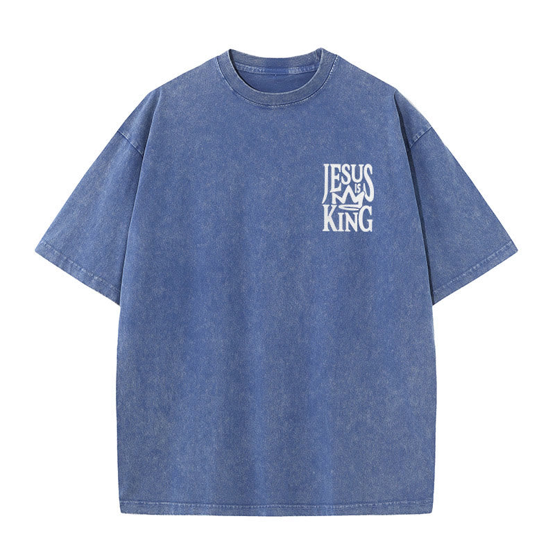 christiandiscipleshop Jesus is King Statement Unisex Washed T-Shirt