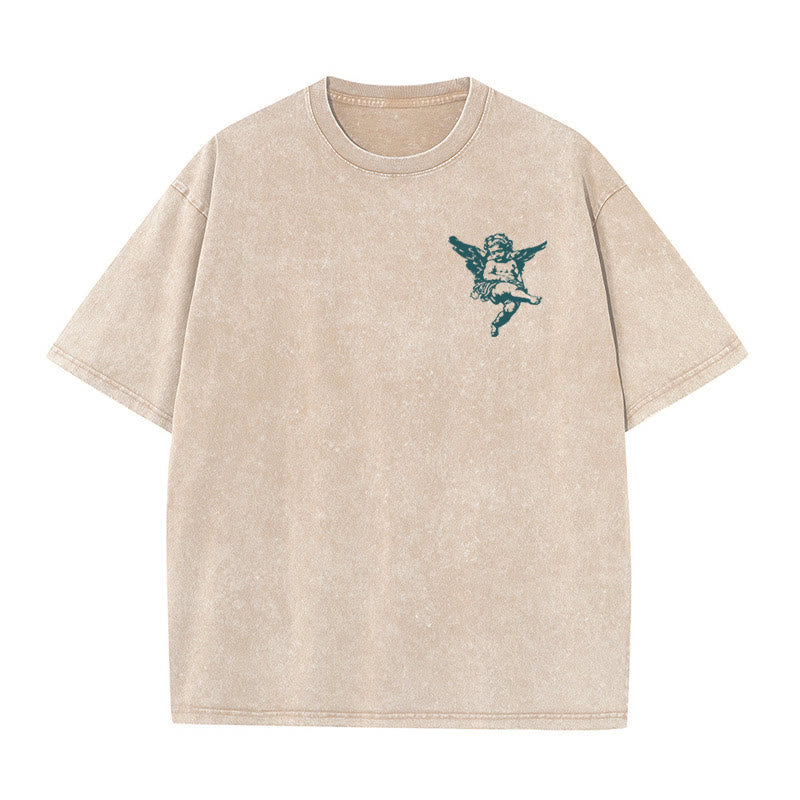 christiandiscipleshop Inspired Blessed T-Shirt with Cherub Design Unisex Washed T-Shirt