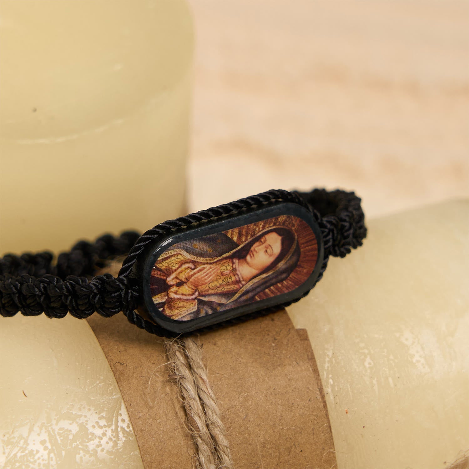 Christianartworkshop 3color Hand-woven String Bracelet with Our Lady of Guadalupe