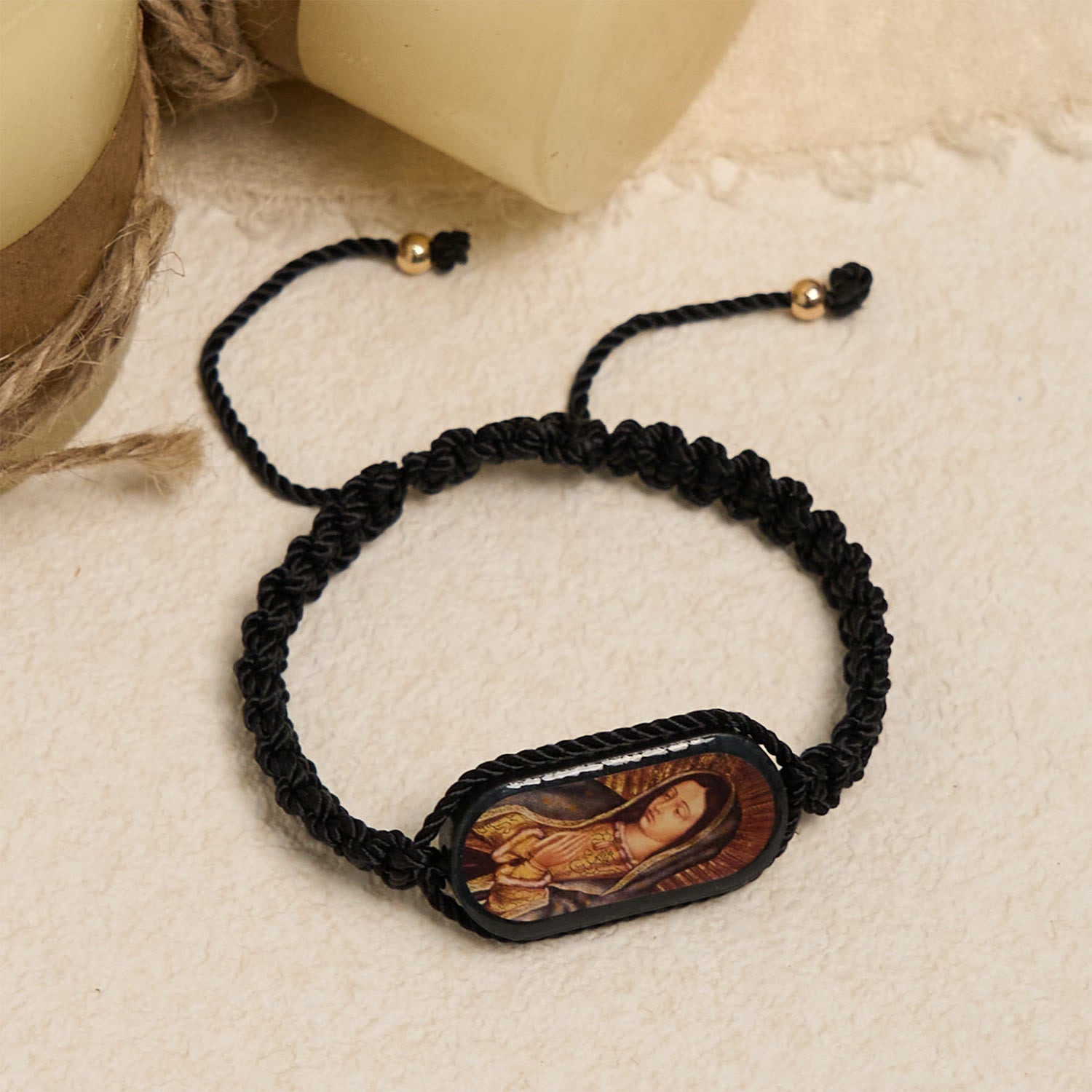Christianartworkshop 3color Hand-woven String Bracelet with Our Lady of Guadalupe