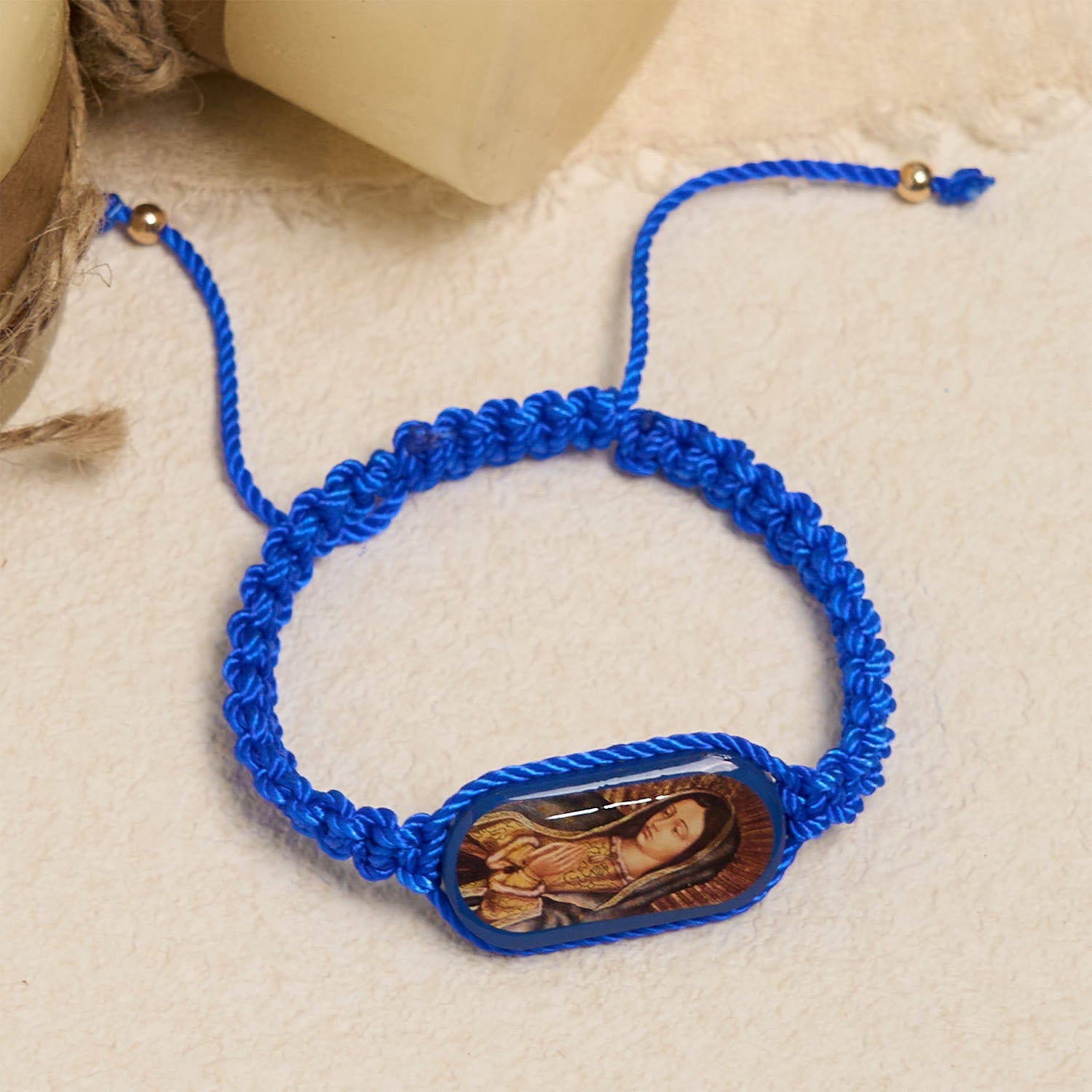 Christianartworkshop 3color Hand-woven String Bracelet with Our Lady of Guadalupe