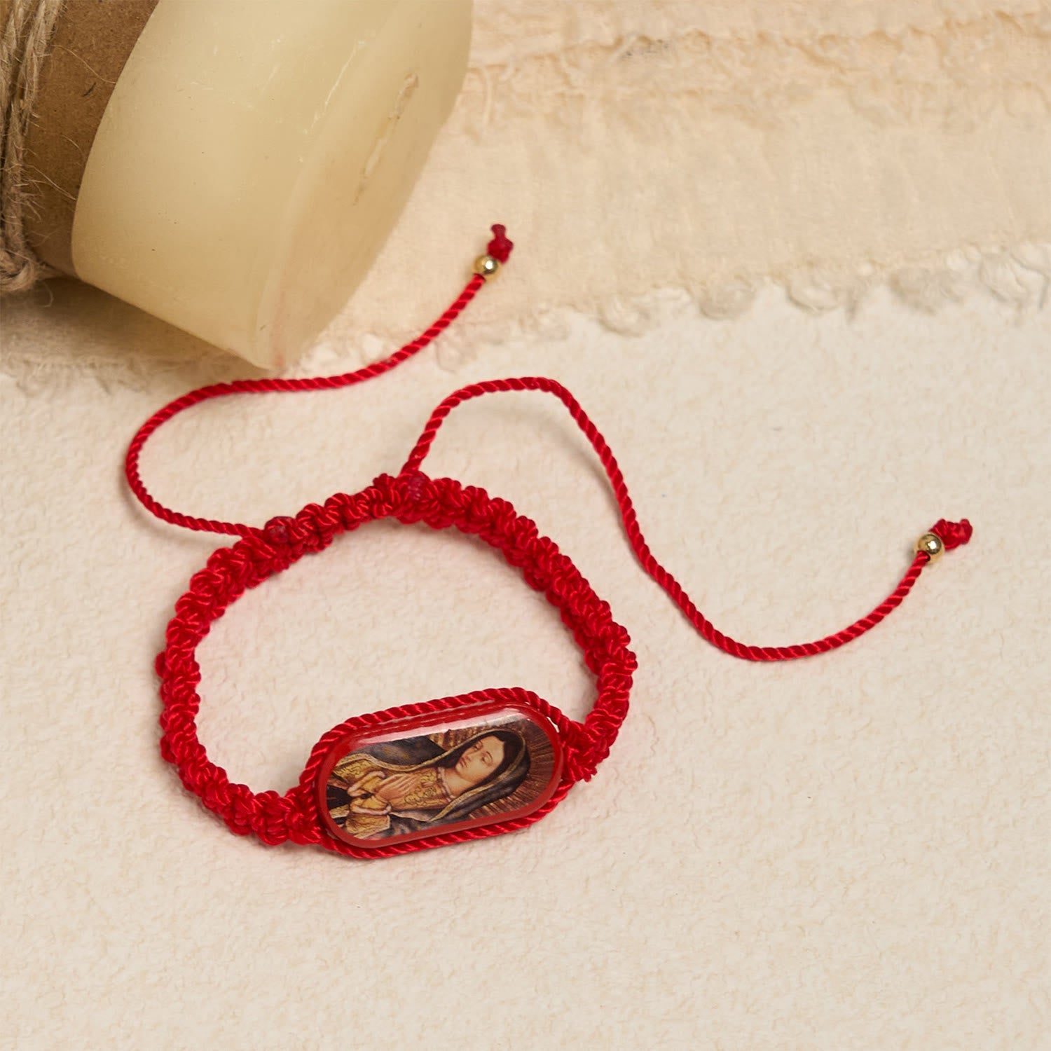 Christianartworkshop 3color Hand-woven String Bracelet with Our Lady of Guadalupe