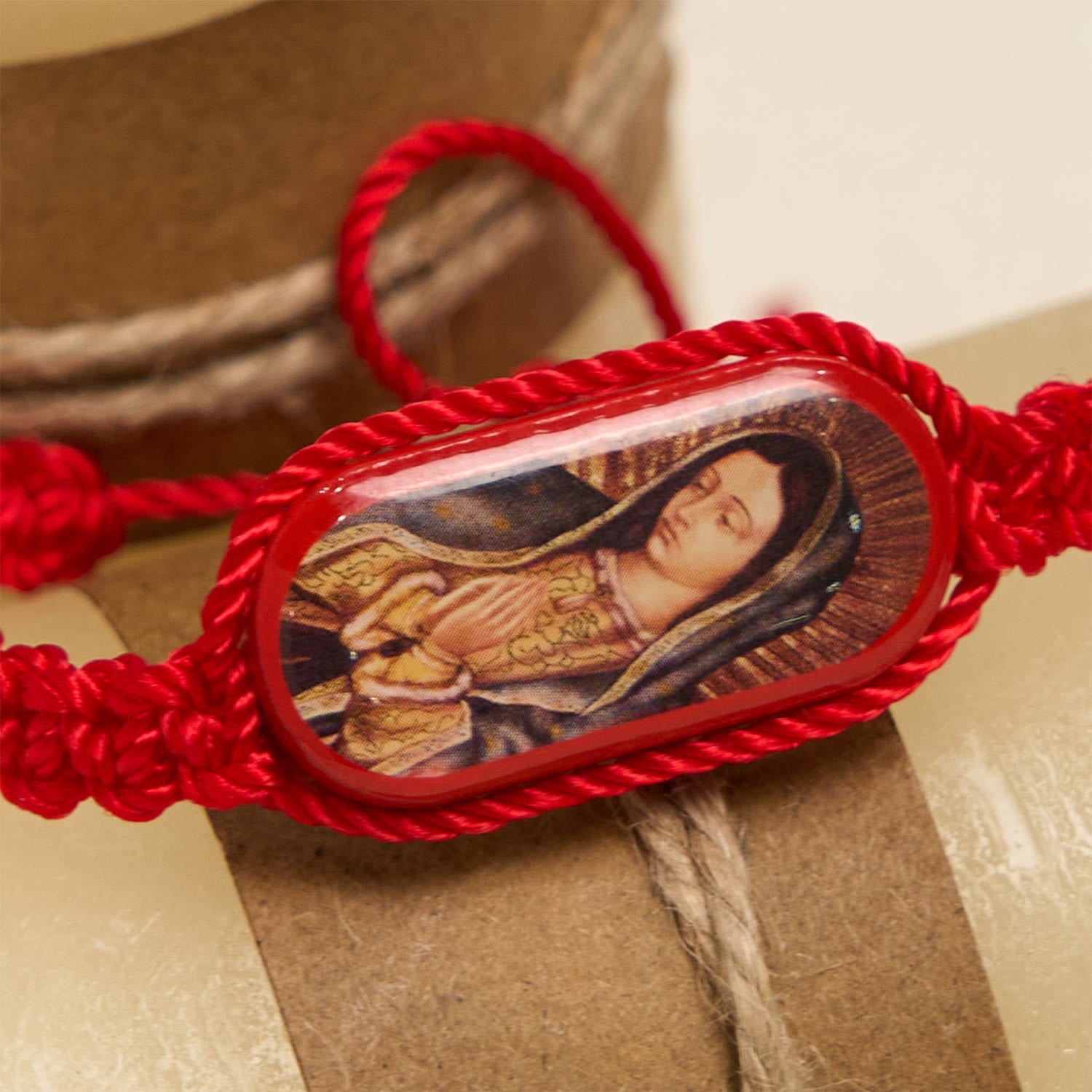 Christianartworkshop 3color Hand-woven String Bracelet with Our Lady of Guadalupe