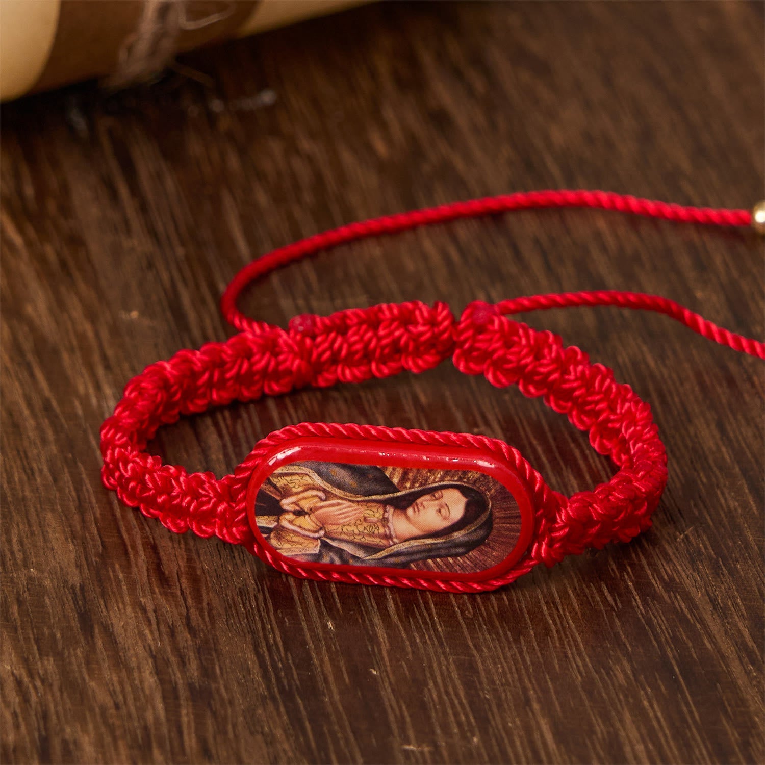 Christianartworkshop 3color Hand-woven String Bracelet with Our Lady of Guadalupe