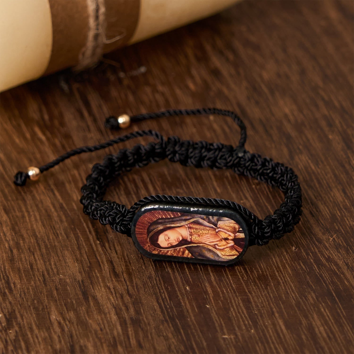 Christianartworkshop 3color Hand-woven String Bracelet with Our Lady of Guadalupe