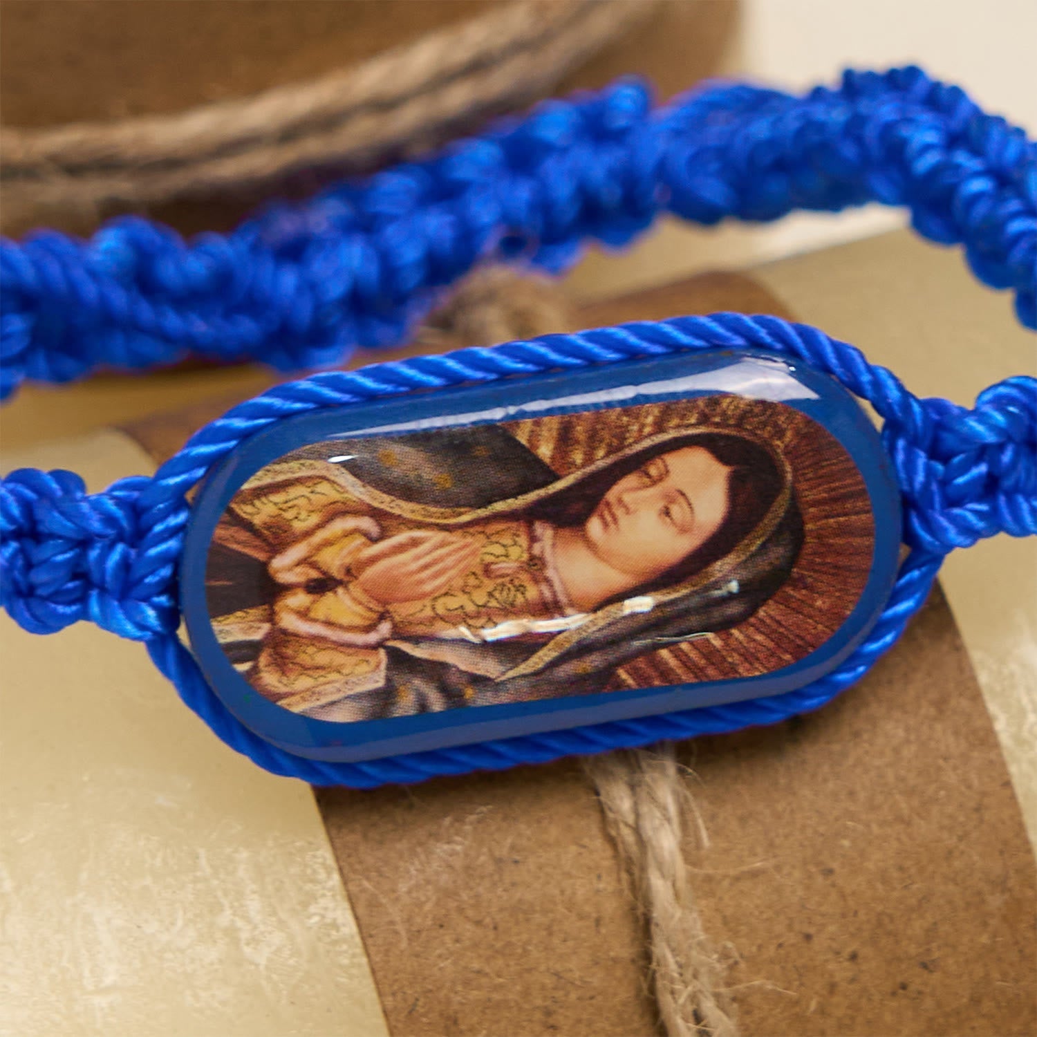 Christianartworkshop 3color Hand-woven String Bracelet with Our Lady of Guadalupe