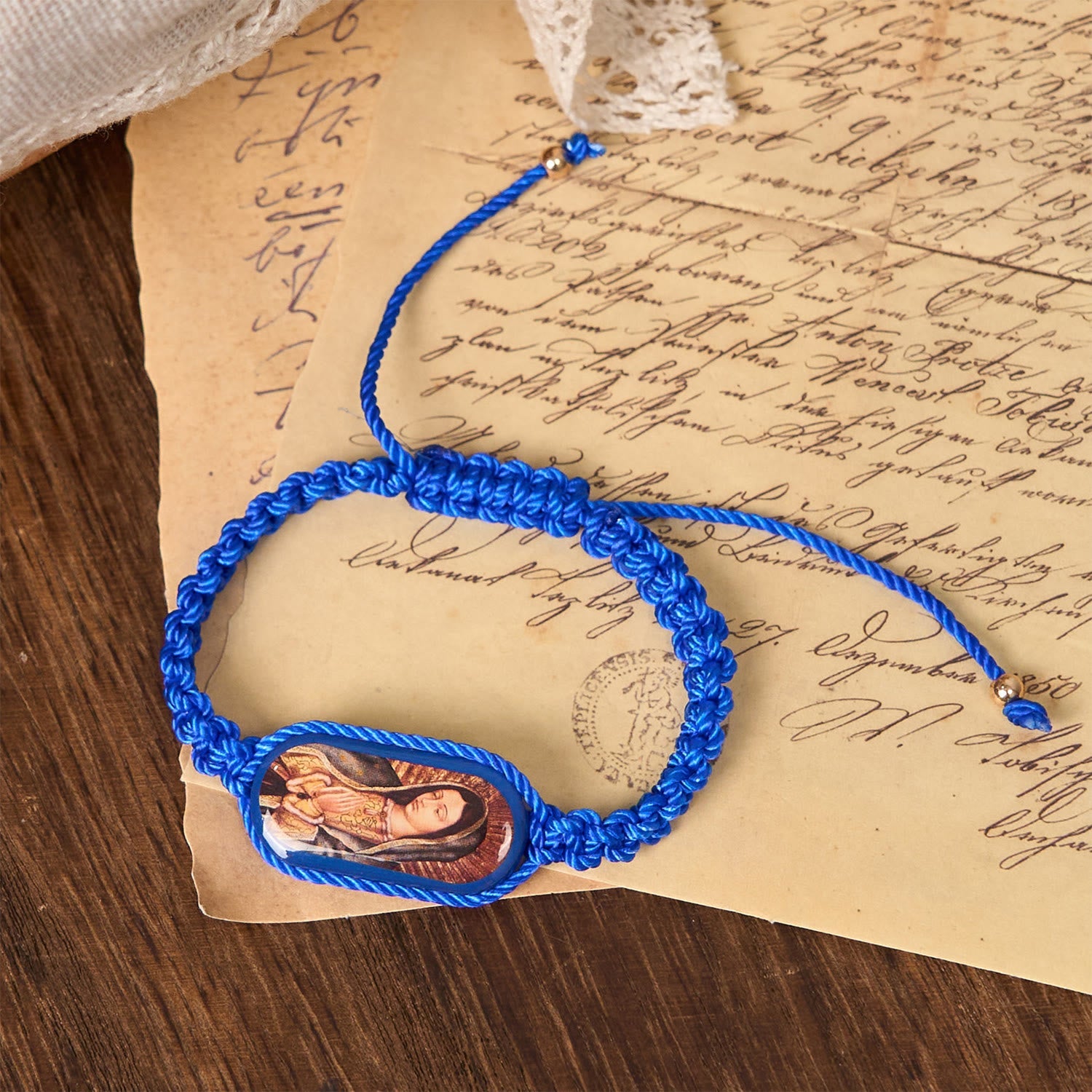 Christianartworkshop 3color Hand-woven String Bracelet with Our Lady of Guadalupe