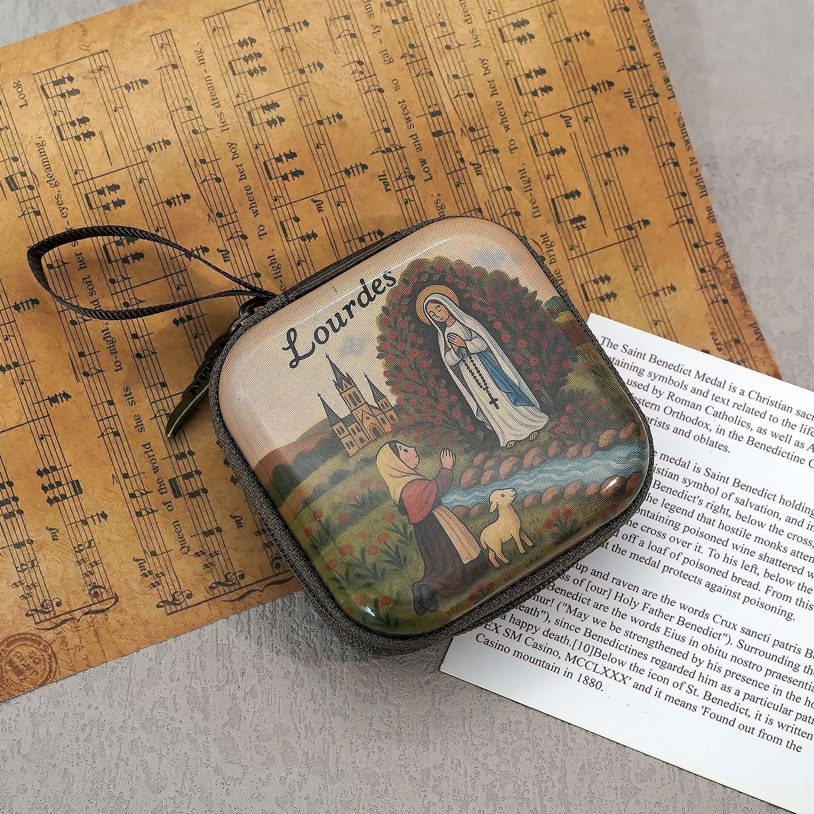 Christianartworkshop 9 Patterns Cartoon Style Square Rosary Cases: A Beautiful Blend of Faith and Function