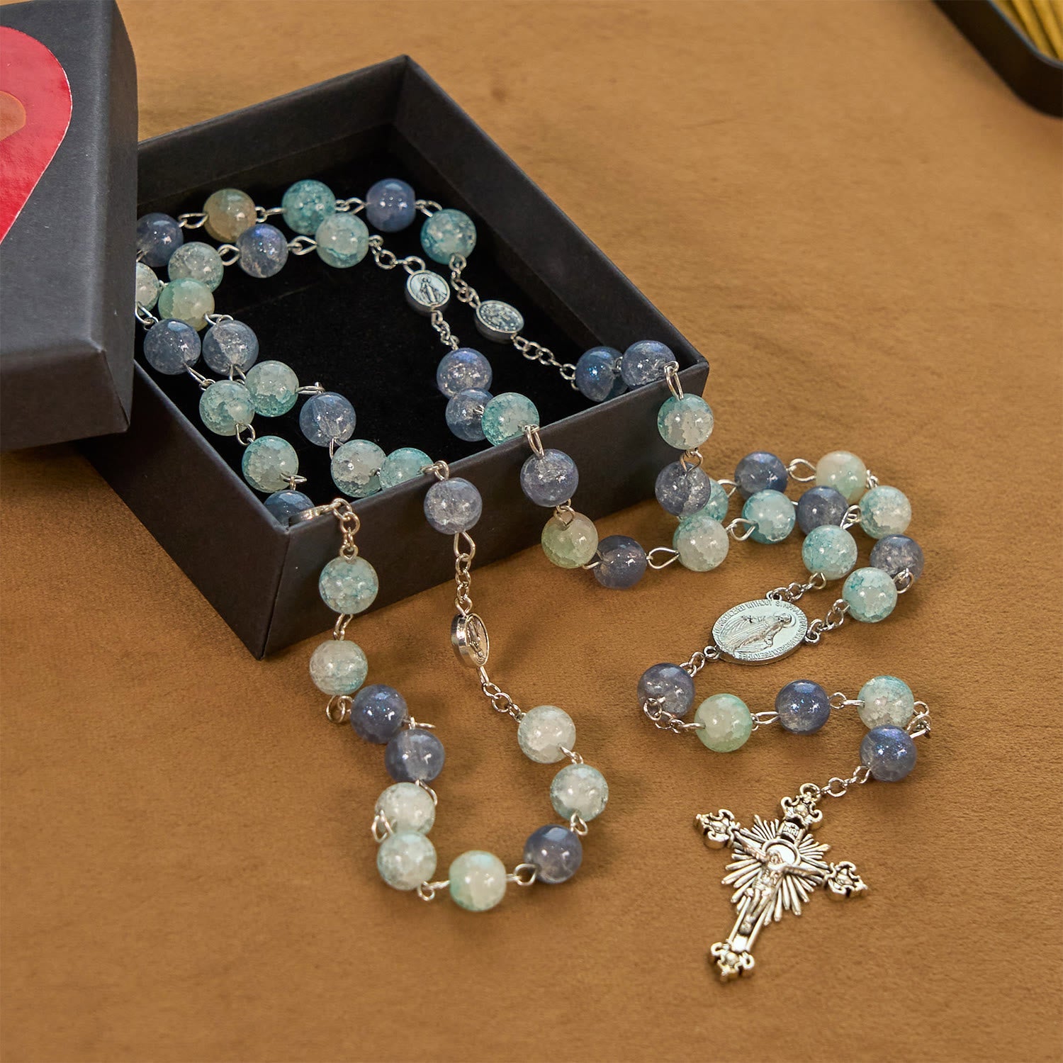 christiandiscipleshop Handmade Original Grey Blue Rosary with Miraculous Medal: A Unique Expression of Faith
