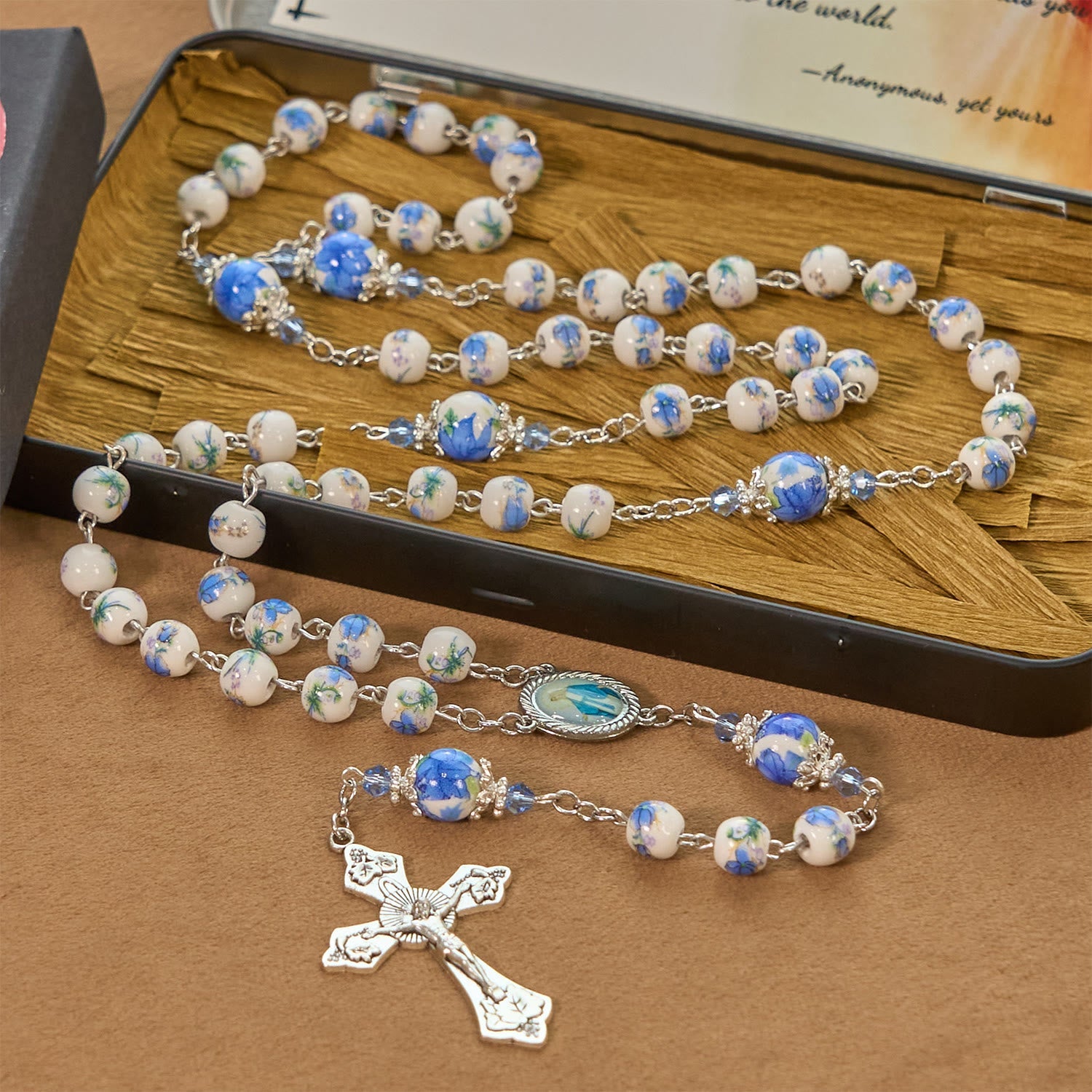 christiandiscipleshop Handmade Floral Lily of the Vally Beads Rosary: Divine Peace Gem