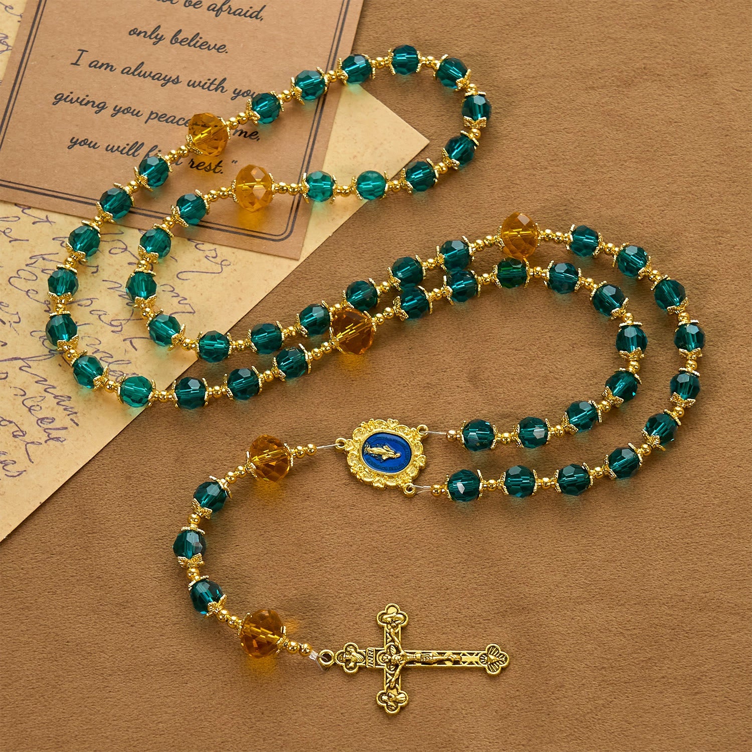 christiandiscipleshop Handmade Peacock Blue Crystal Beads Rosary: A Divine Delight for Holy Prayer