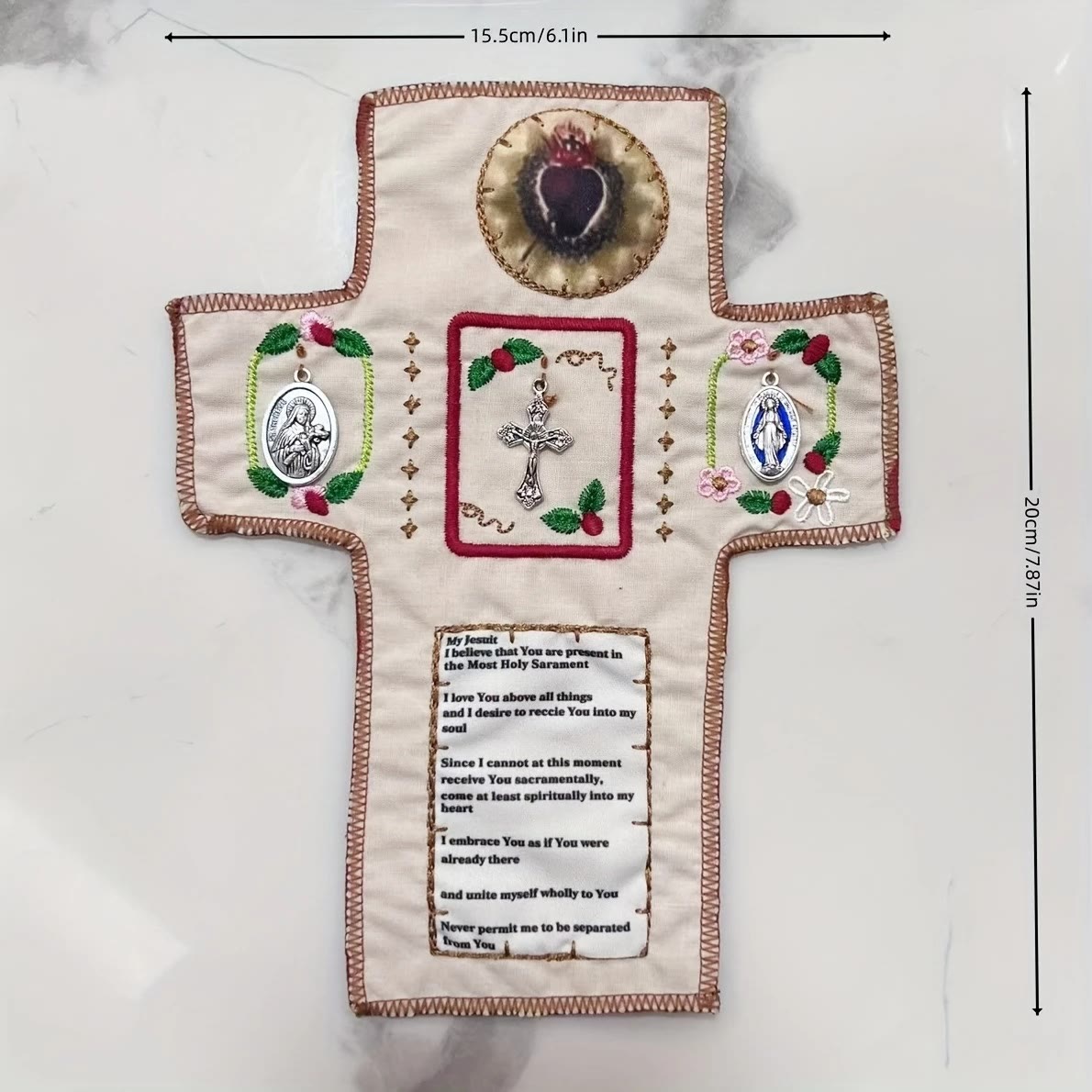christiandiscipleshop Hand-Embroidered Portable Green Pocket Shrine Cross Included Inside