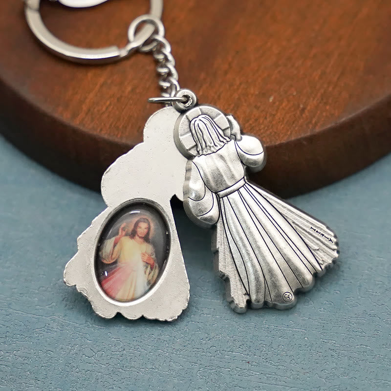 Christiandiscipleshop Exquisite Enamel - Inlaid Jesus & Divine Mercy Keychain: Reminder of God's Love