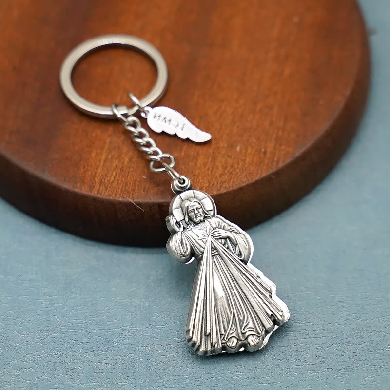 Christiandiscipleshop Exquisite Enamel - Inlaid Jesus & Divine Mercy Keychain: Reminder of God's Love