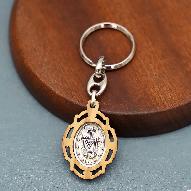 Christiandiscipleshop Enamel Double-Sided Miraculous Medal & Virgin Mary Keychain: Gleaming Symbol of Hope and Restoration