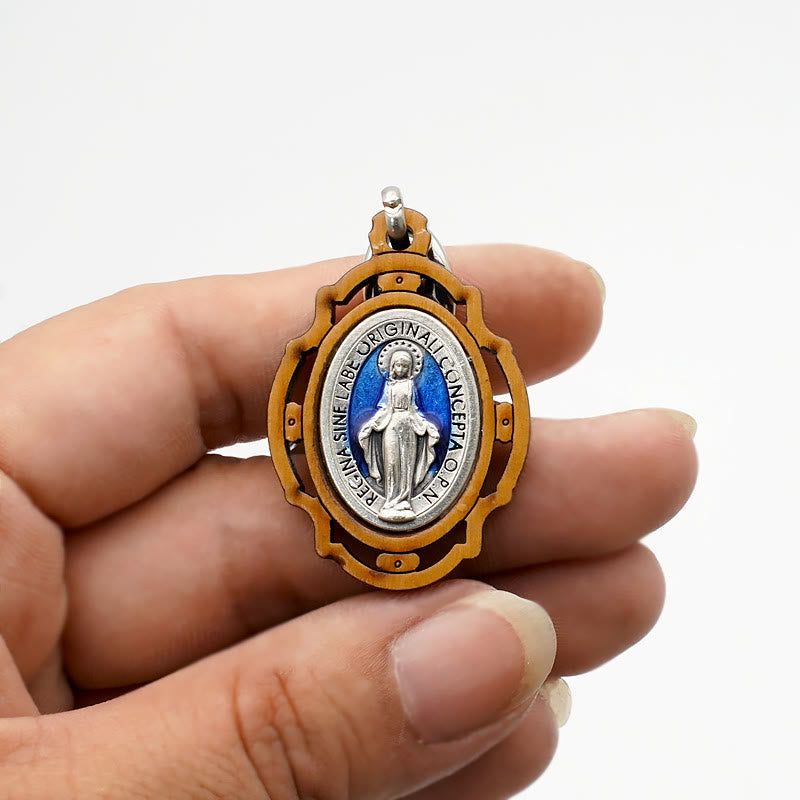 Christiandiscipleshop Enamel Double-Sided Miraculous Medal & Virgin Mary Keychain: Gleaming Symbol of Hope and Restoration