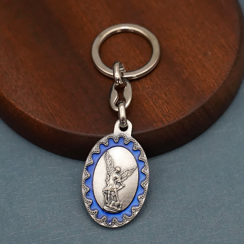 christiandiscipleshop Vintage Enamel Crafted St. Michael Archangel Keychain: A Timeless Emblem of Spiritual Fortitude