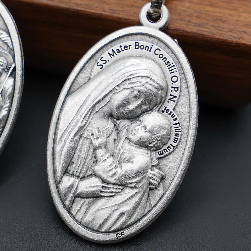 Christiandiscipleshop Elegant Oxidized Alloy Holy Trinity & Mother of Good Counsel Keychain: A Symbol of Divine Love
