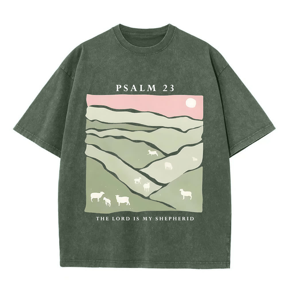 christiandiscipleshop The Lord Is My Shepherd Christian Unisex Washed T-Shirt