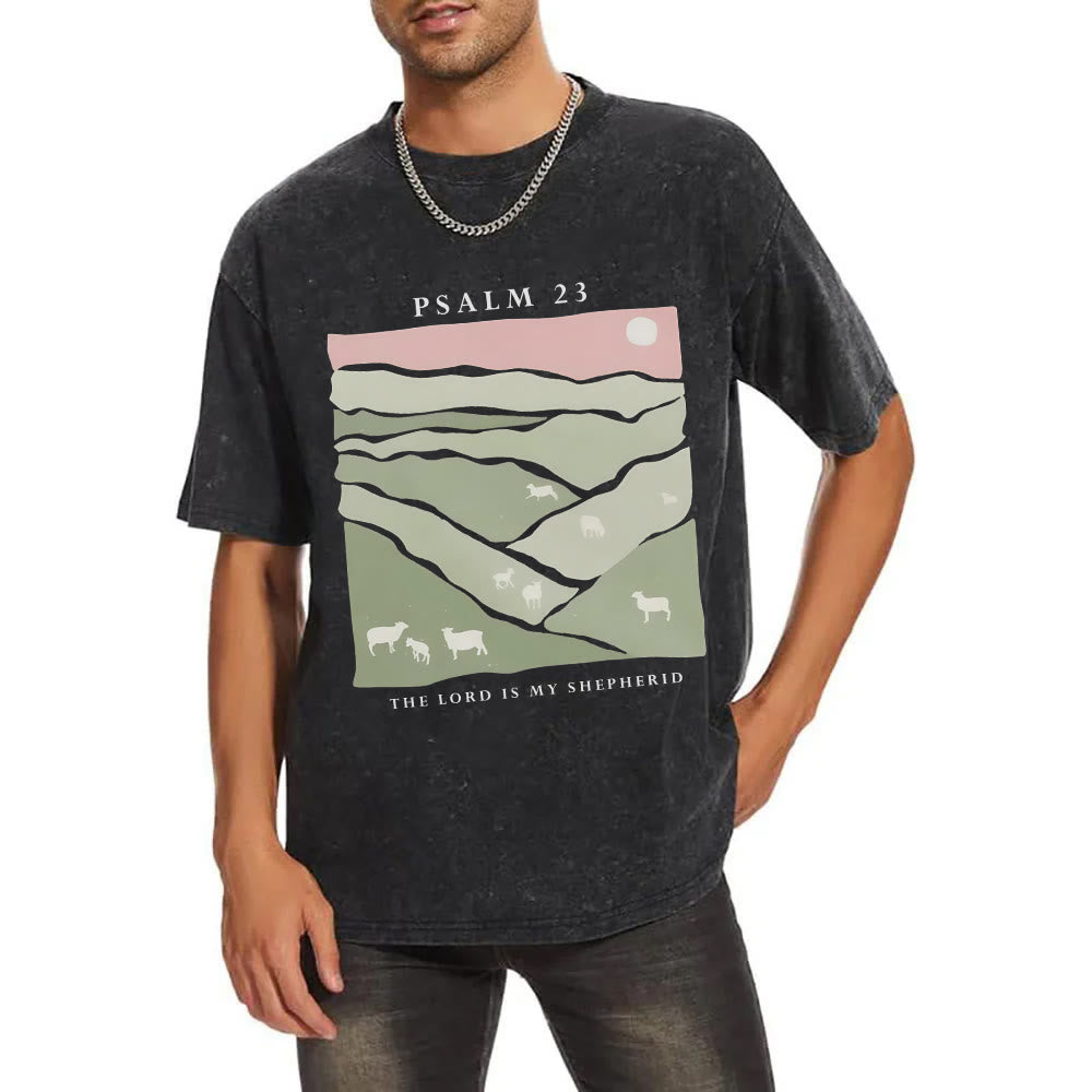christiandiscipleshop The Lord Is My Shepherd Christian Unisex Washed T-Shirt