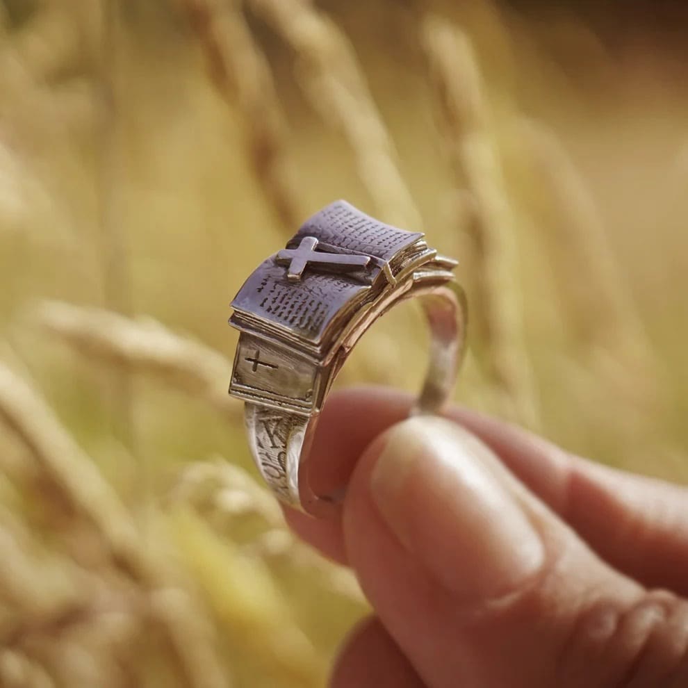 Christianartworkshop Bible Ring with Cross: A Sacred Companion of Faith