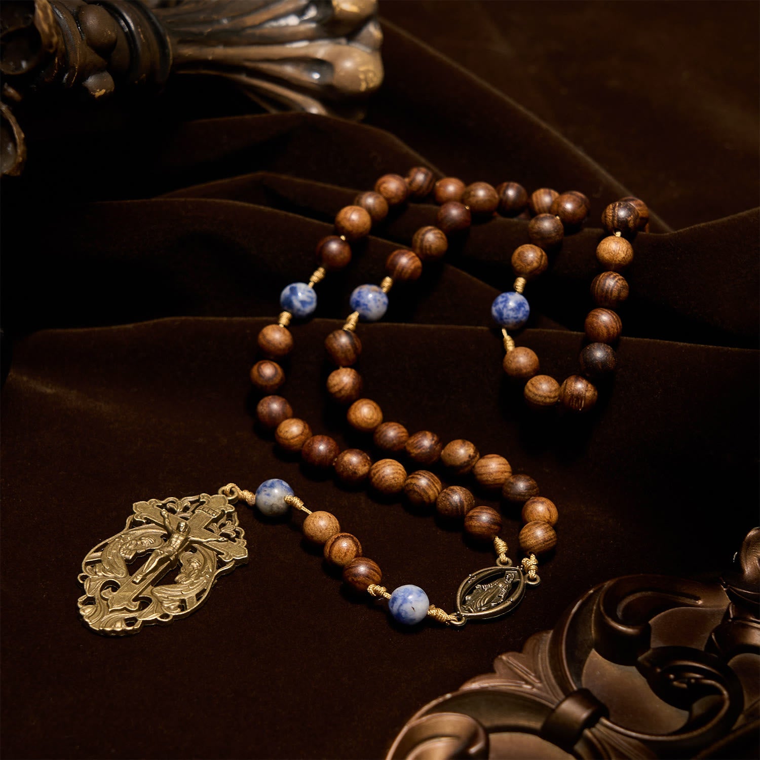 christiandiscipleshop Virgin Mary & Crucifix of Wooden and Ceramics Beads Blessed Devotion Rosary