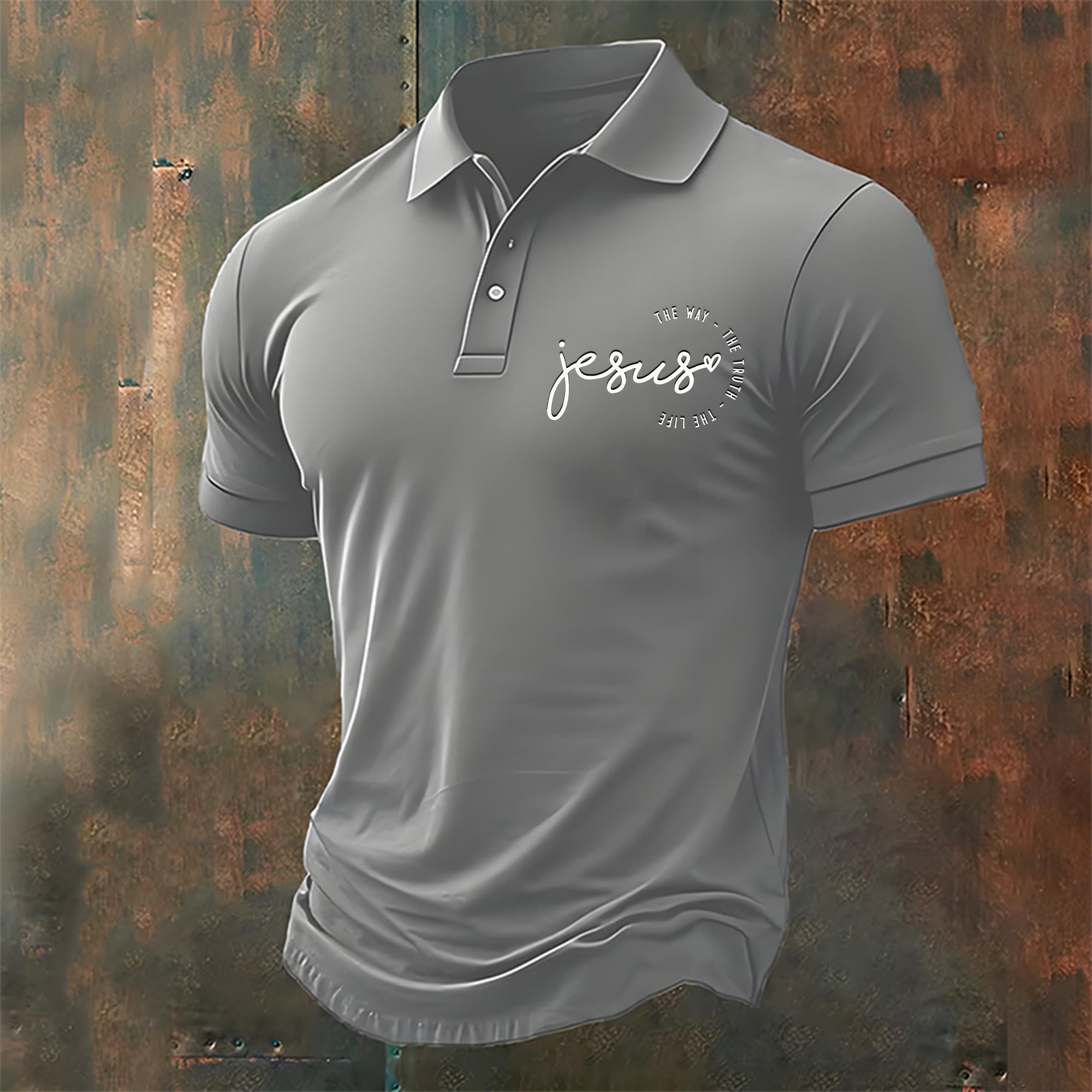 christiandiscipleshop Men's Jesus The Way The Truth The Life Print Casual Polo Shirt