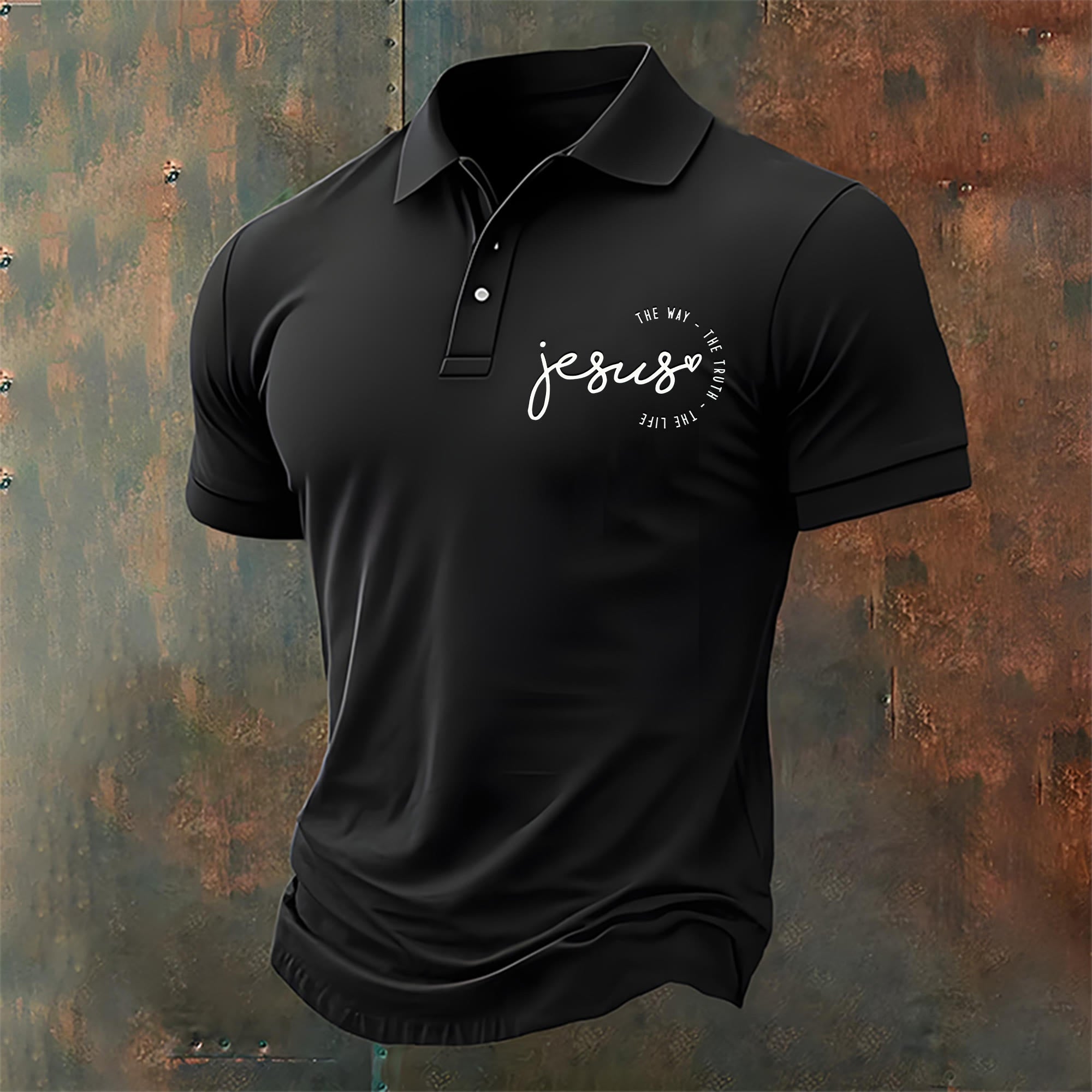 christiandiscipleshop Men's Jesus The Way The Truth The Life Print Casual Polo Shirt