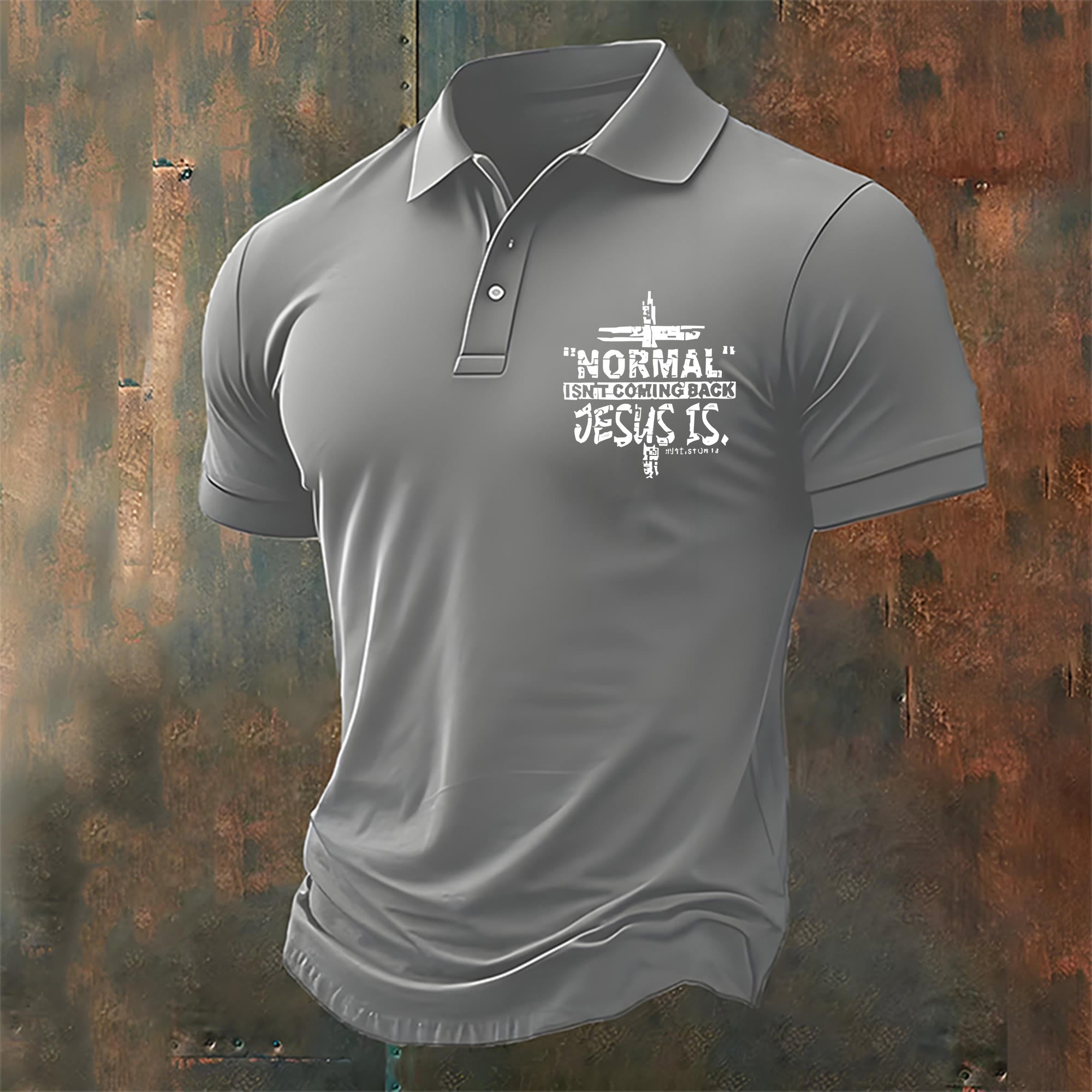 christiandiscipleshop Men's Normal isn't Coming Back Jesus is Casual Polo Shirt