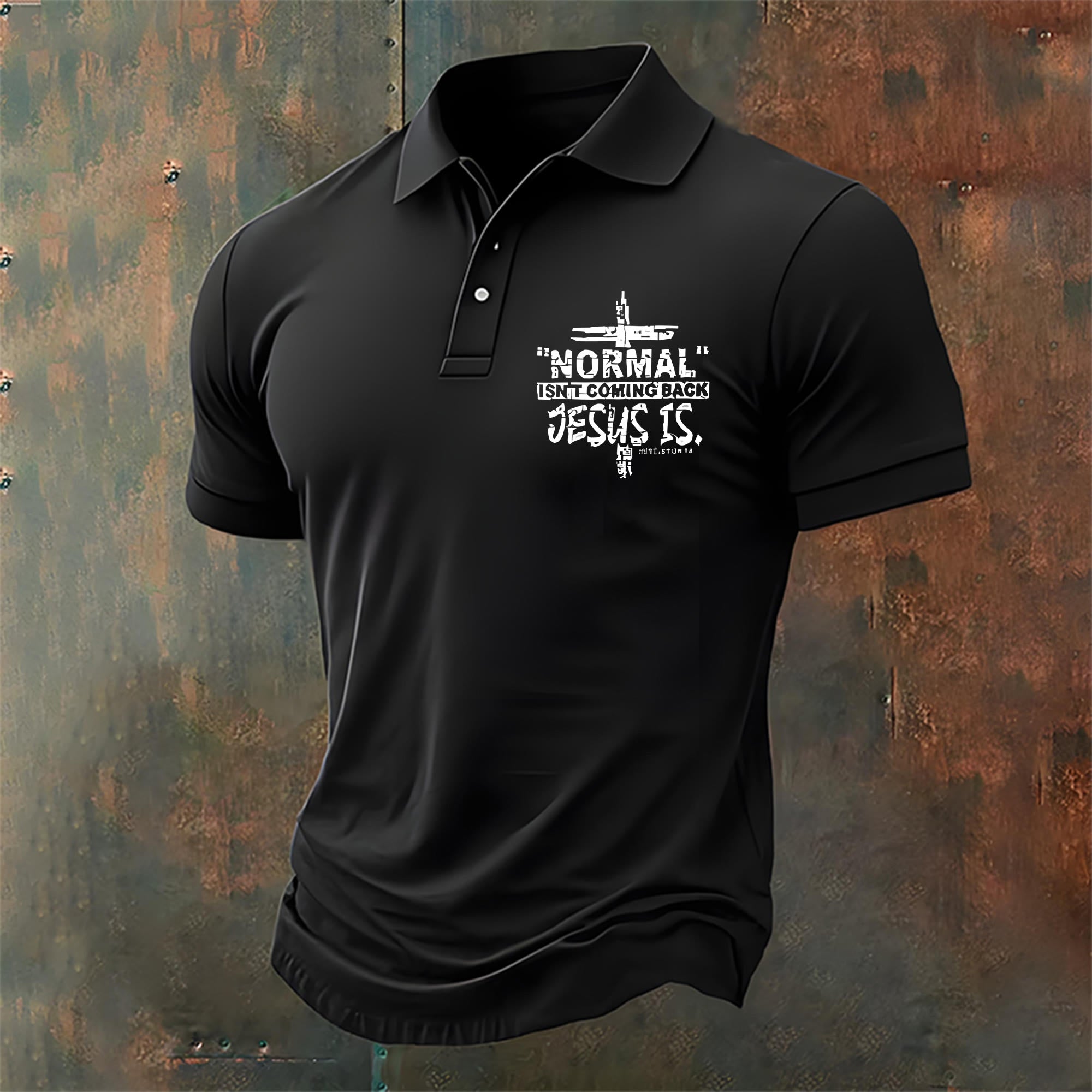 christiandiscipleshop Men's Normal isn't Coming Back Jesus is Casual Polo Shirt