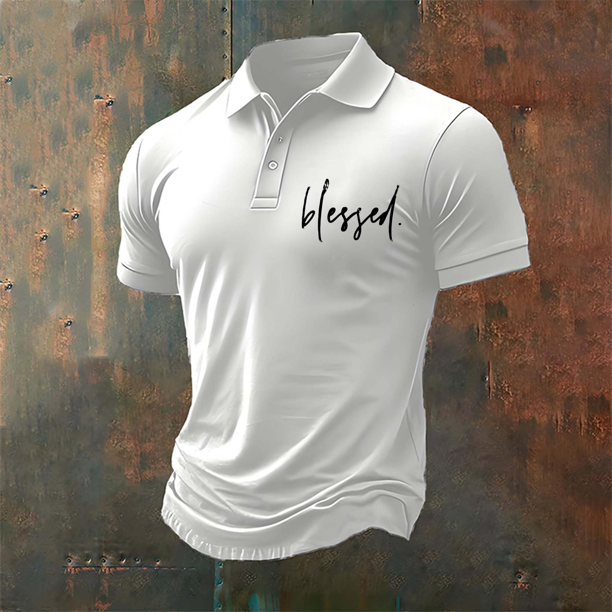 christiandiscipleshop Men's Blessed-Themed Casual Polo Shirt