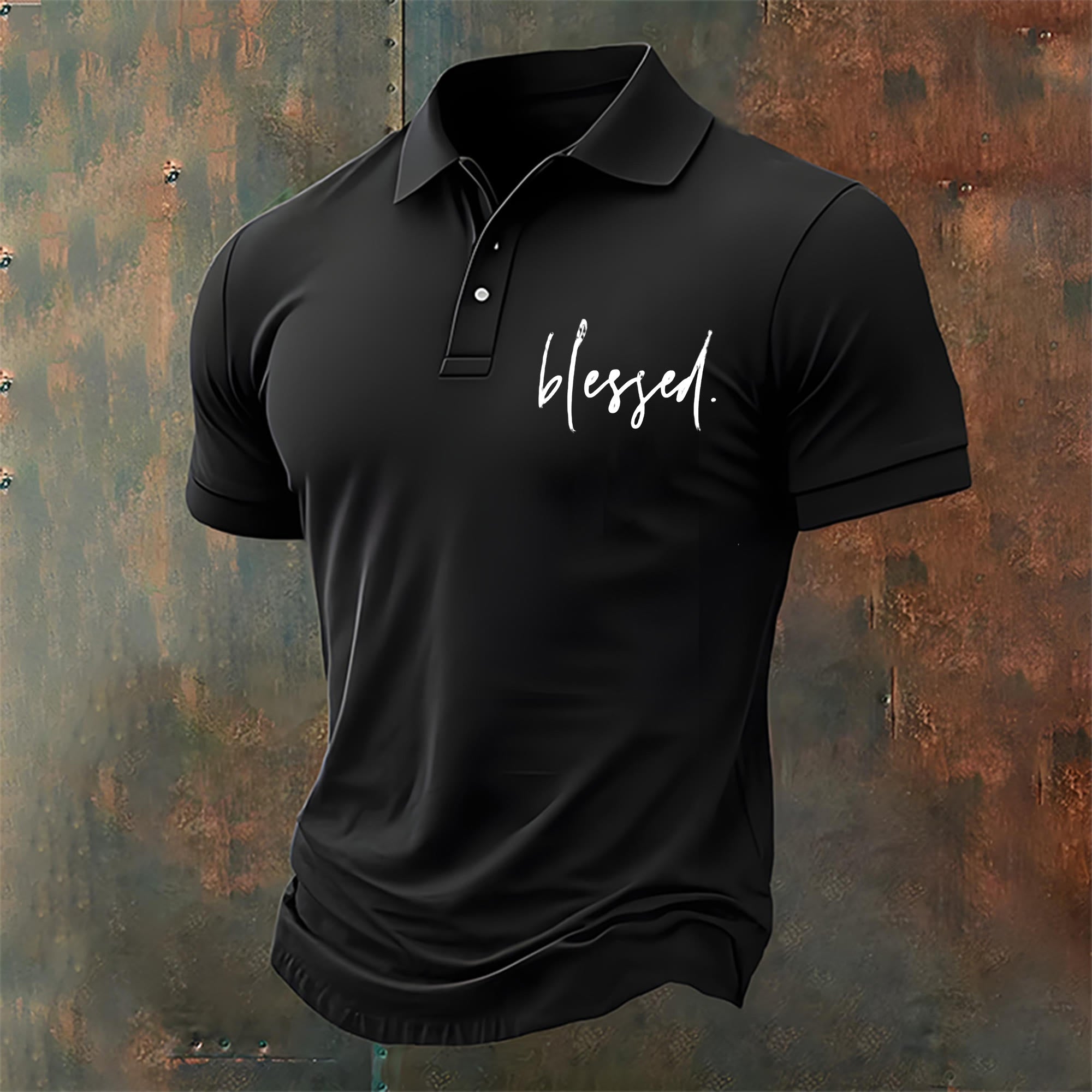 christiandiscipleshop Men's Blessed-Themed Casual Polo Shirt