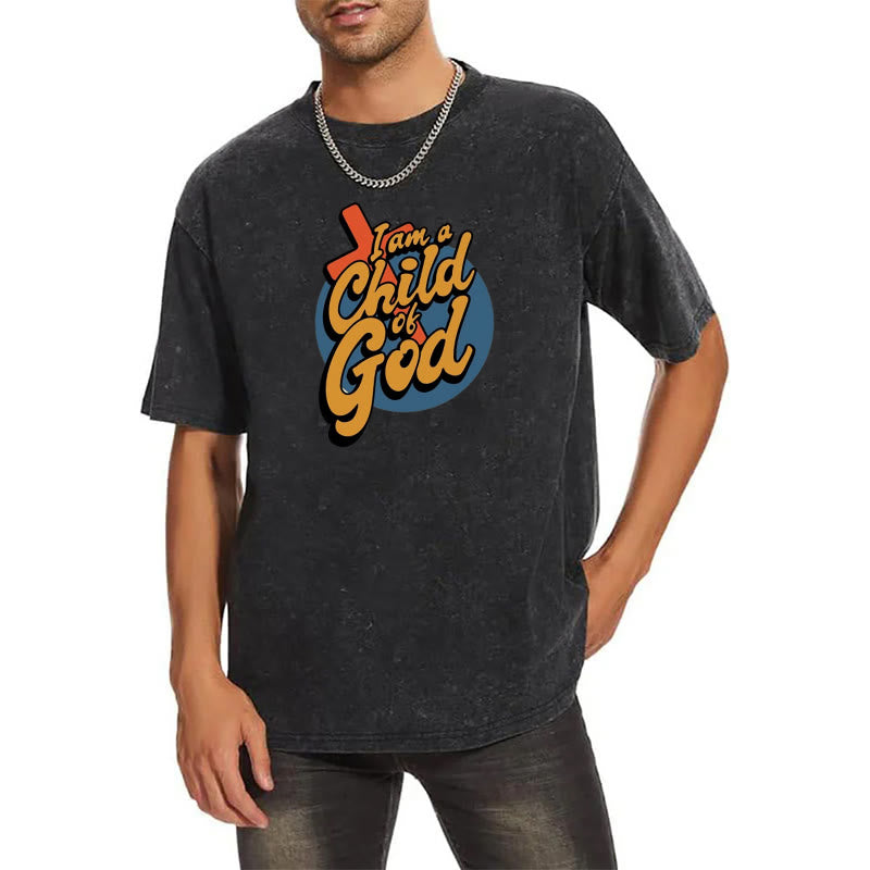 christiandiscipleshop Vintage Style I am a Child of God Unisex Washed T-Shirt
