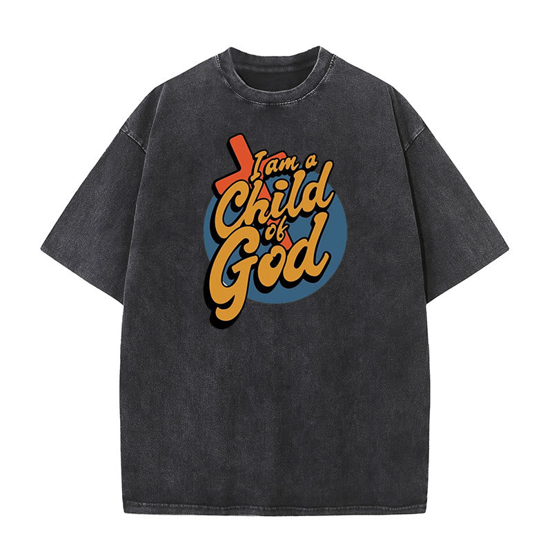 christiandiscipleshop Vintage Style I am a Child of God Unisex Washed T-Shirt