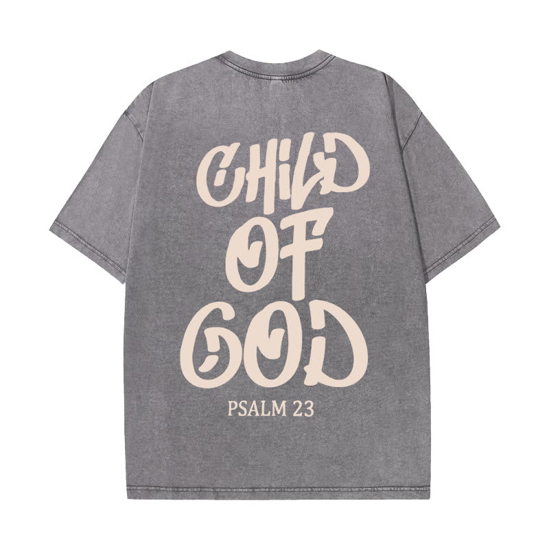 Christianartworkshop Chic Spiritual Child of God Psalm 23 Unisex Washed T-Shirt