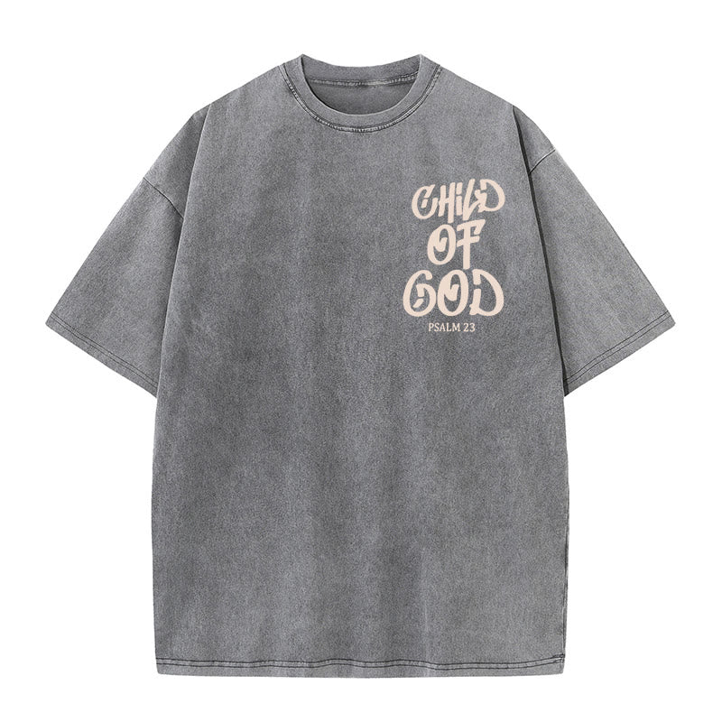 Christianartworkshop Chic Spiritual Child of God Psalm 23 Unisex Washed T-Shirt