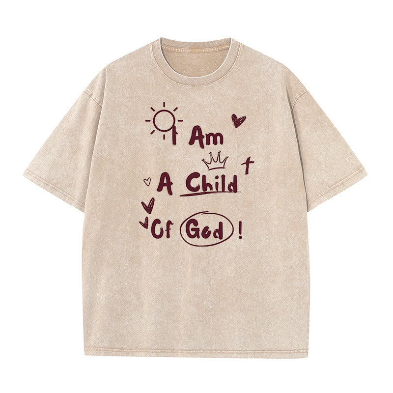 christiandiscipleshop Vibrant Doodle Style I am a child of God Washed T-Shirt