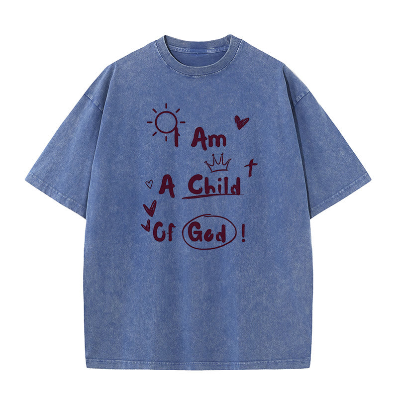 christiandiscipleshop Vibrant Doodle Style I am a child of God Washed T-Shirt