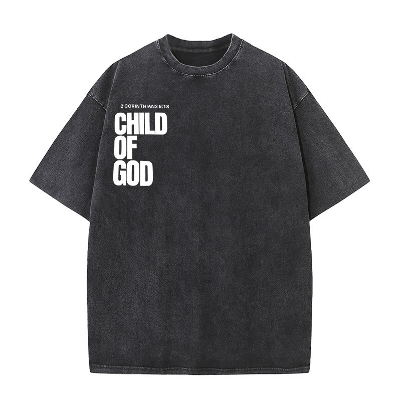 christiandiscipleshop Minimalist Child of God Unisex Washed T-Shirt: Bold Faith in Clean Design