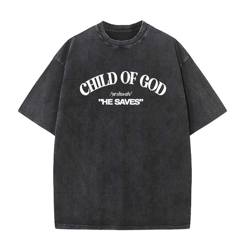 Christiandiscipleshop Classic Style He Save Child of God Unisex Washed T-Shirt