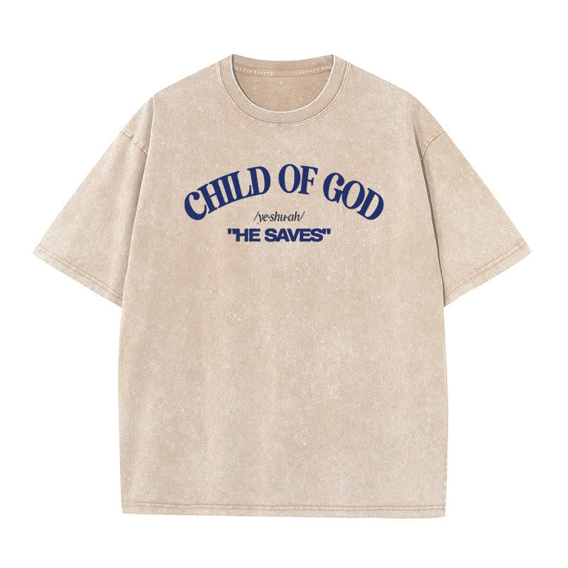 Christiandiscipleshop Classic Style He Save Child of God Unisex Washed T-Shirt