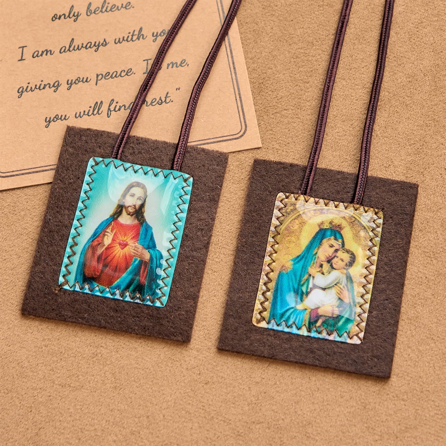 Christianartworkshop Blessed Brown Wool Scapular of Our Lady of Mt. Carmel & Sacred Heart: Unique Spiritual Bond
