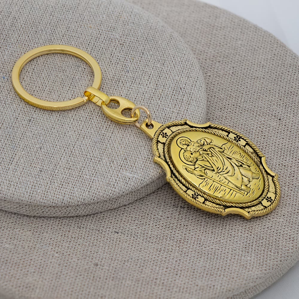 christiandiscipleshop Intricately Carved Multicolor St. Christopher Keychain: Based Companion for Safe Travels