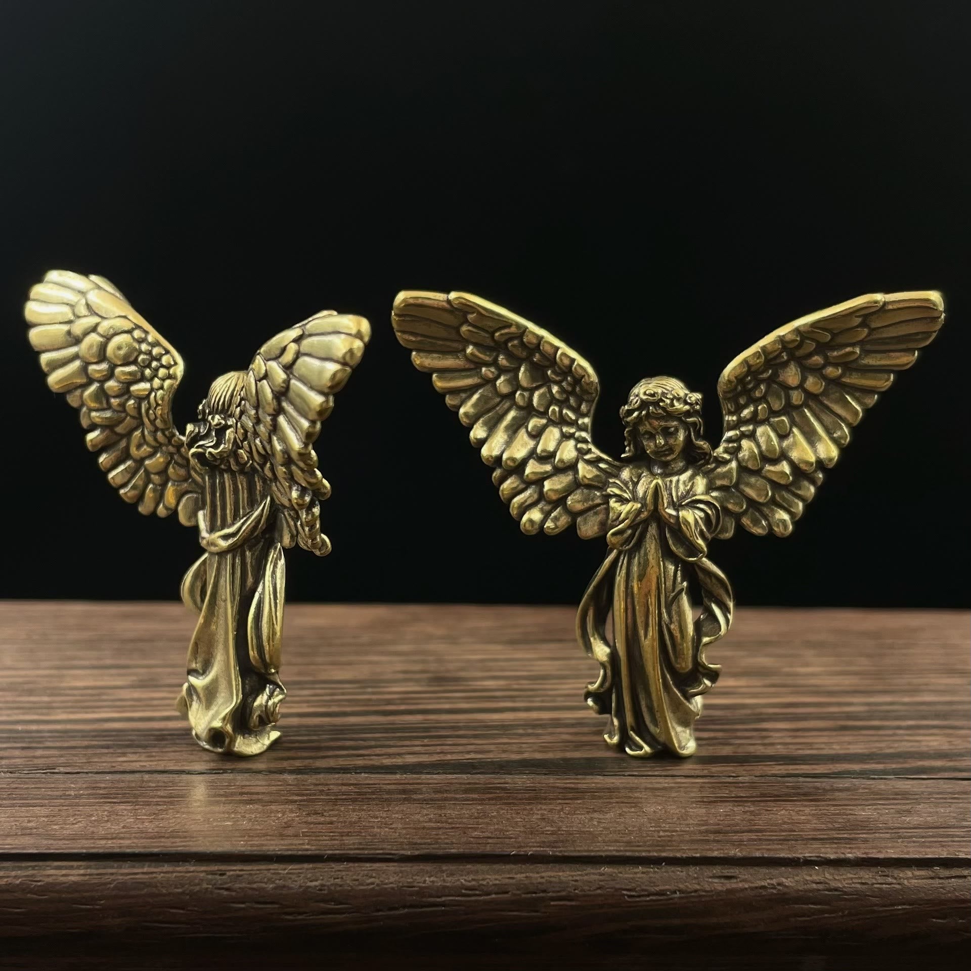 Christiandiscipleshop Retro Style Brass Stereoscopic Bronze Guardian Angel(spread wings) Desktop Decorations Ornament