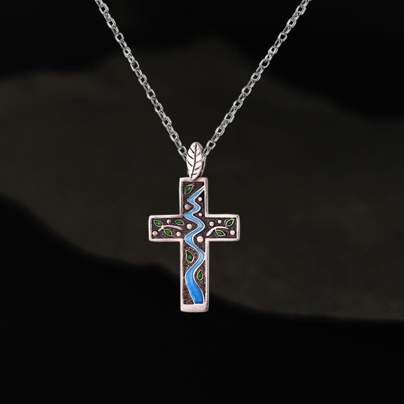 Christiandiscipleshop Fresh Style Creekside Tree Enamel Cross Necklace