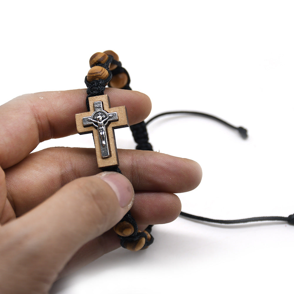 Christiandiscipleshop Crucifix Pine Beads Woven Rosary Bracelet