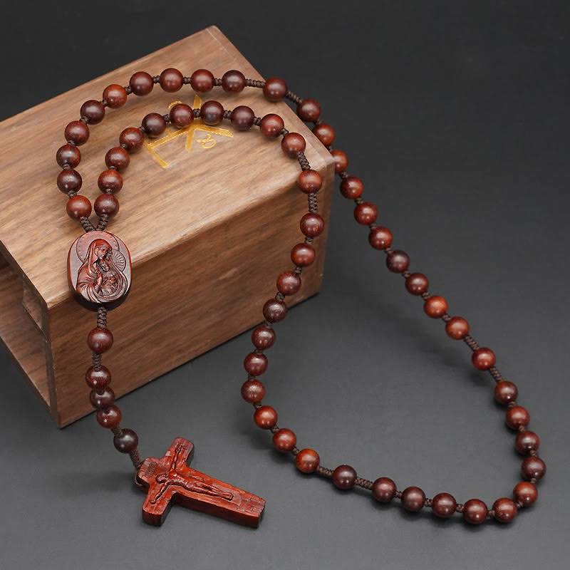 Christiandiscipleshop Quality Original Handmade Praying Rosary (Red Sandalwood/Ebony)