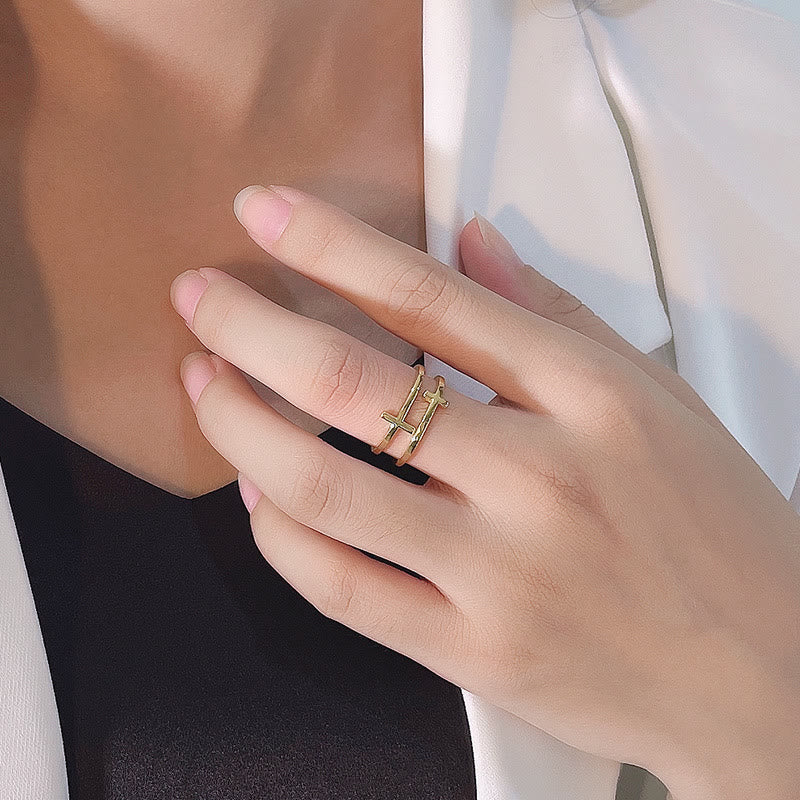 Christiandiscipleshop Double Cross Minimalist Ring