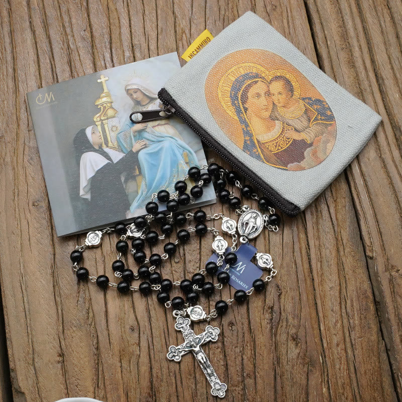 christiandiscipleshop Virgin Mary Agate Prayer Rosary with 5-in-1 Crucifix