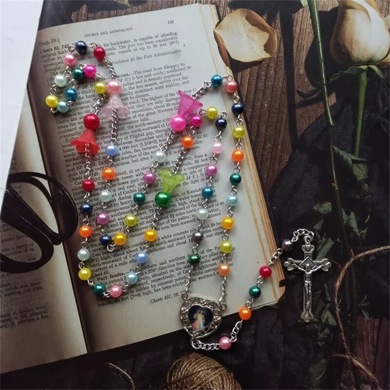christiandiscipleshopJesus & Mary Colorful Pearl Rosary